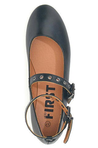 Ballerine nere con cinturini borchiati The First IDEA2286