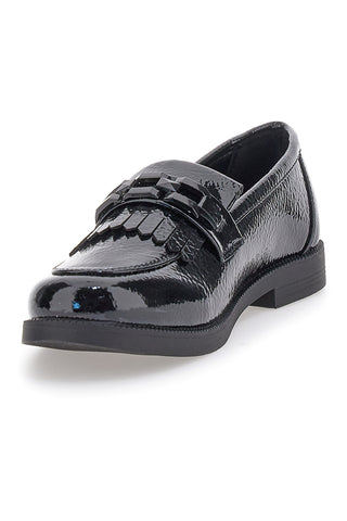 Mocassini neri verniciati con frange e fascetta Prima Riga MINA1995