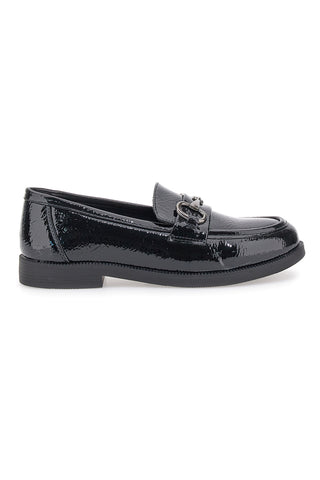 Prima Riga MINA1932 Schwarze Lack-Loafer mit Klammer