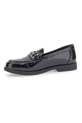 Prima Riga MINA1932 Schwarze Lack-Loafer mit Klammer