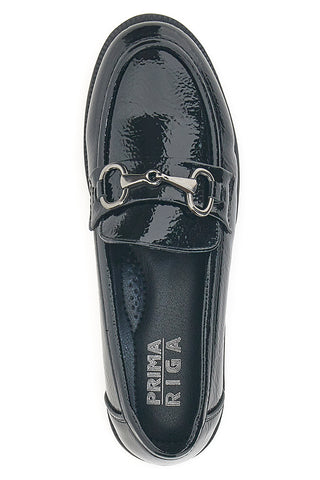 Prima Riga MINA1932 Schwarze Lack-Loafer mit Klammer