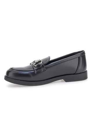 Prima Riga MINA1932 Mattschwarze Loafer mit Metallklammer