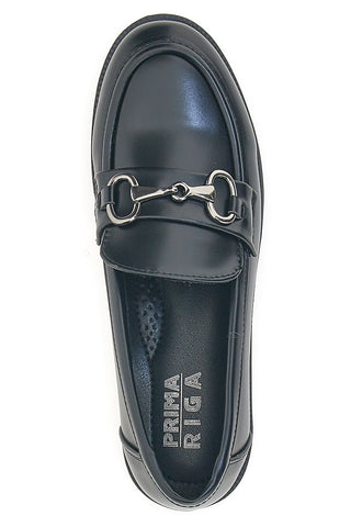 Prima Riga MINA1932 Mattschwarze Loafer mit Metallklammer