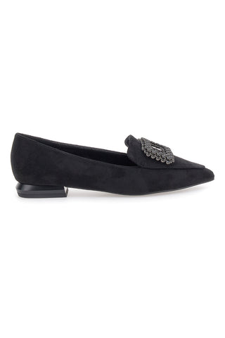 Schwarze Loafer mit Schmuckschnalle Burani 51604C1138