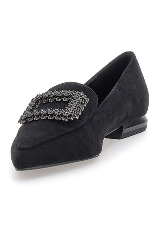 Schwarze Loafer mit Schmuckschnalle Burani 51604C1138