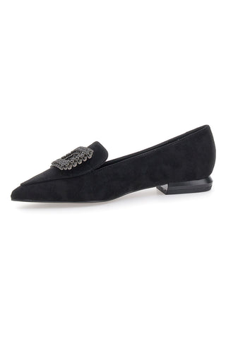 Schwarze Loafer mit Schmuckschnalle Burani 51604C1138