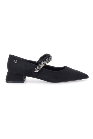 Ballerine nere in tessuto con cinturino gioiello Mariella Burani 51680