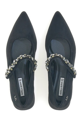 Ballerine nere in tessuto con cinturino gioiello Mariella Burani 51680