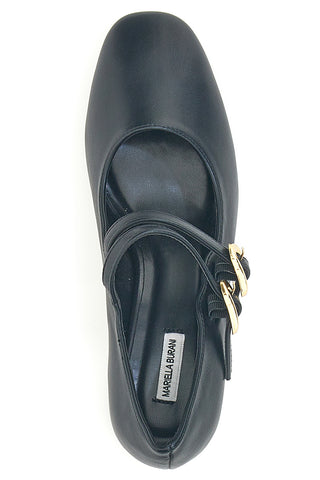 Schwarze Pumps aus gebürstetem Material mit Doppelschnalle Mariella Burani 51810C1151