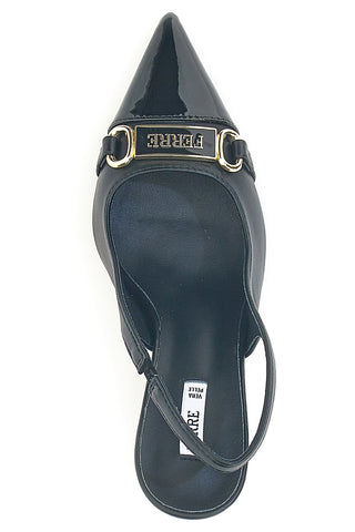 Décolleté nere con punta sfilata e tacco scultura Ferré F467C580