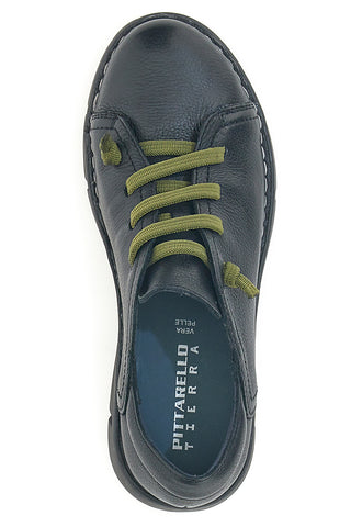 Pittarello Tierra 11613 schwarze Lederschuhe mit kontrastierenden Schnürsenkeln