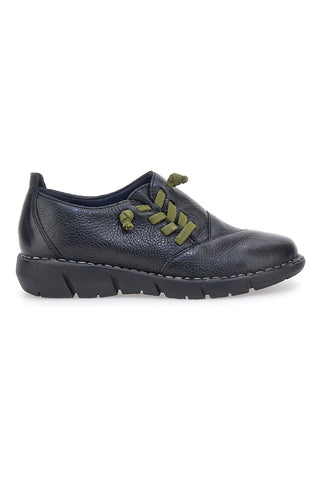 Scarpe nere in pelle con elastici verdi Pittarello Tierra 17569