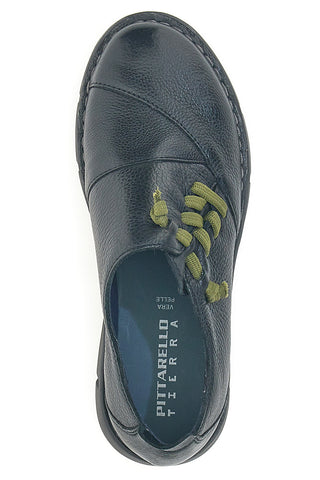 Scarpe nere in pelle con elastici verdi Pittarello Tierra 17569
