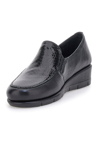 Pittarello 11999 Schwarze Keil-Loafer aus Leder mit Memory Foam