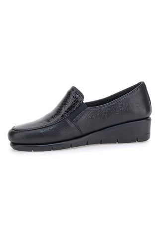 Pittarello 11999 Schwarze Keil-Loafer aus Leder mit Memory Foam