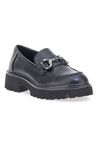 Schwarze Loafer mit Metallclip und Profilsohle Pittarello Capsule BT251123001