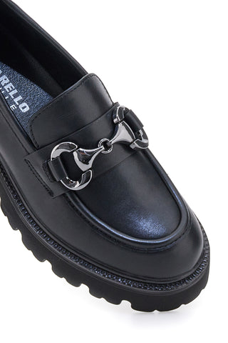 Schwarze Loafer mit Metallclip und Profilsohle Pittarello Capsule BT251123001