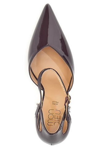 Burgunder Lacklederpumps mit Riemchen und hohem Absatz Mon Dieu 1926Q266