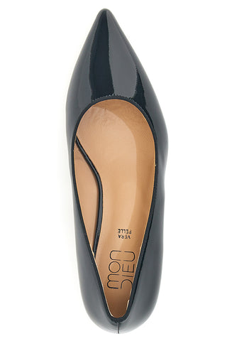 Mon dieu 9904H18 Pumps aus schwarzem Lackleder mit niedrigem Absatz