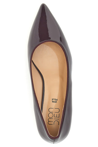 Burgunder Lackpumps mit niedrigem Absatz Mon Dieu 9904H18
