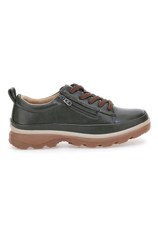 Altemberg 9 dunkelgrüne Low-Top-Schuhe mit seitlichem Reißverschluss und Profilsohle