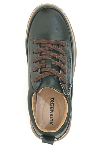 Altemberg 9 dunkelgrüne Low-Top-Schuhe mit seitlichem Reißverschluss und Profilsohle