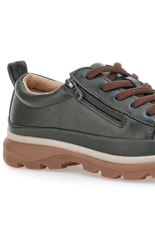 Altemberg 9 dunkelgrüne Low-Top-Schuhe mit seitlichem Reißverschluss und Profilsohle