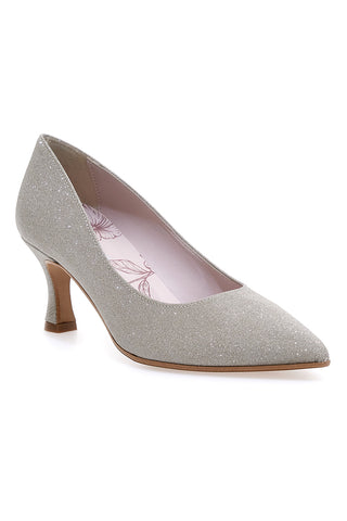 Pittarello Romantic 5360 Platin-Glitzer-Pumps mit niedrigem Absatz