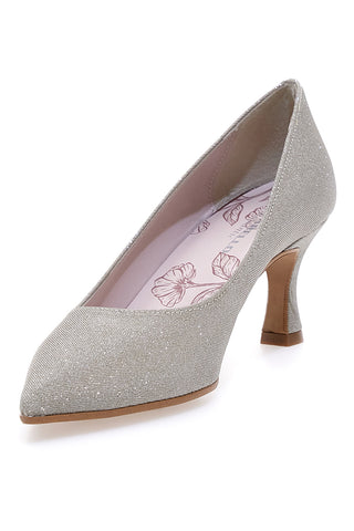 Pittarello Romantic 5360 Platin-Glitzer-Pumps mit niedrigem Absatz