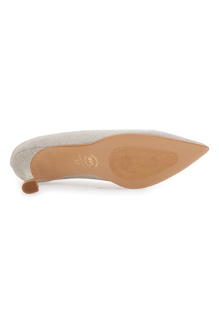 Pittarello Romantic 5360 Platin-Glitzer-Pumps mit niedrigem Absatz