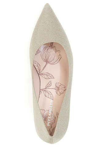 Pittarello Romantic 5360 Platin-Glitzer-Pumps mit niedrigem Absatz