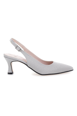 Décolleté argento glitter slingback Pittarello Romantic 54366