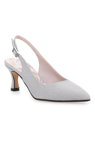 Décolleté argento glitter slingback Pittarello Romantic 54366