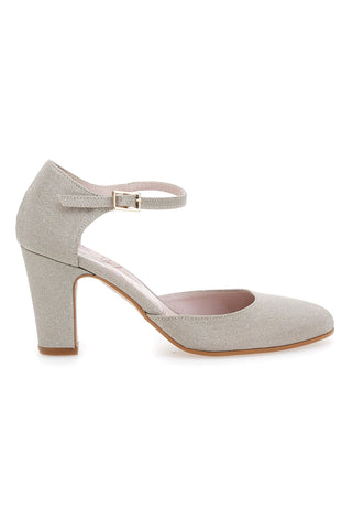 Décolleté glitter platino con cinturino Pittarello Romantic 5561
