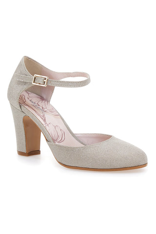 Pittarello Romantic 5561 Platin Glitzer Pumps mit Riemchen