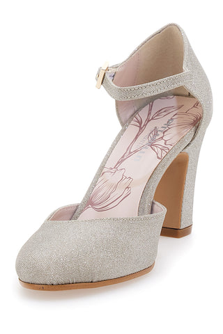 Pittarello Romantic 5561 Platin Glitzer Pumps mit Riemchen