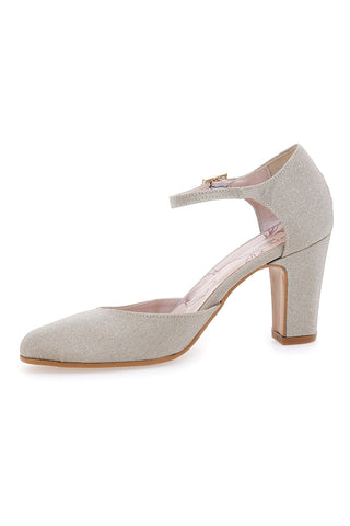 Pittarello Romantic 5561 Platin Glitzer Pumps mit Riemchen