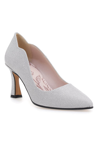 Pittarello Romantic 5384 Pumps mit silbernem Glitzer und mittlerem Absatz