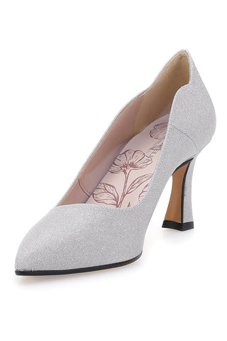 Pittarello Romantic 5384 Pumps mit silbernem Glitzer und mittlerem Absatz