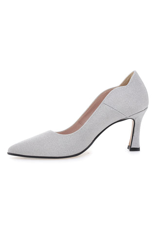 Pittarello Romantic 5384 Pumps mit silbernem Glitzer und mittlerem Absatz