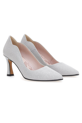 Pittarello Romantic 5384 Pumps mit silbernem Glitzer und mittlerem Absatz