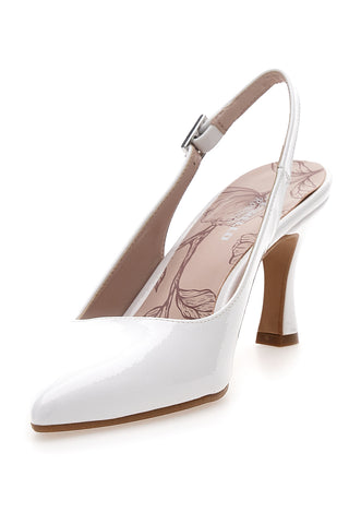 Pittarello Romantic 5371 weiße Slingback-Pumps mit spitzer Spitze und mittlerem Absatz