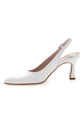 Pittarello Romantic 5371 weiße Slingback-Pumps mit spitzer Spitze und mittlerem Absatz