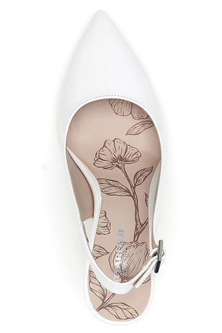 Pittarello Romantic 5371 weiße Slingback-Pumps mit spitzer Spitze und mittlerem Absatz