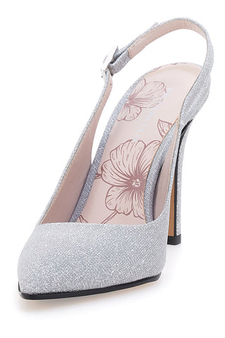 Slingback argento glitter con tacco alto Pittarello Romantic 5425