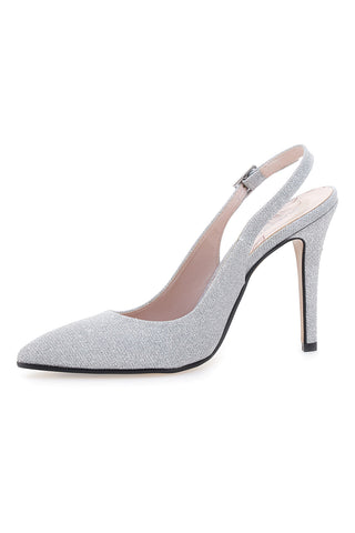 Slingback argento glitter con tacco alto Pittarello Romantic 5425