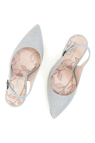 Slingback argento glitter con tacco alto Pittarello Romantic 5425