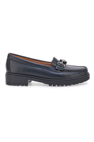 Pittarello Focus 830 Schwarze Loafer aus echtem Leder mit Klammer