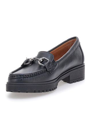 Pittarello Focus 830 Schwarze Loafer aus echtem Leder mit Klammer