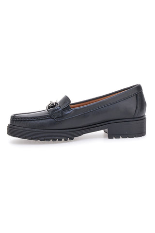 Pittarello Focus 830 Schwarze Loafer aus echtem Leder mit Klammer